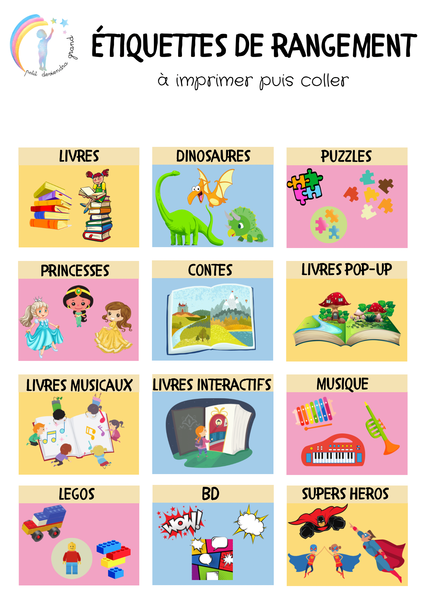 Étiquettes de rangement des jouets