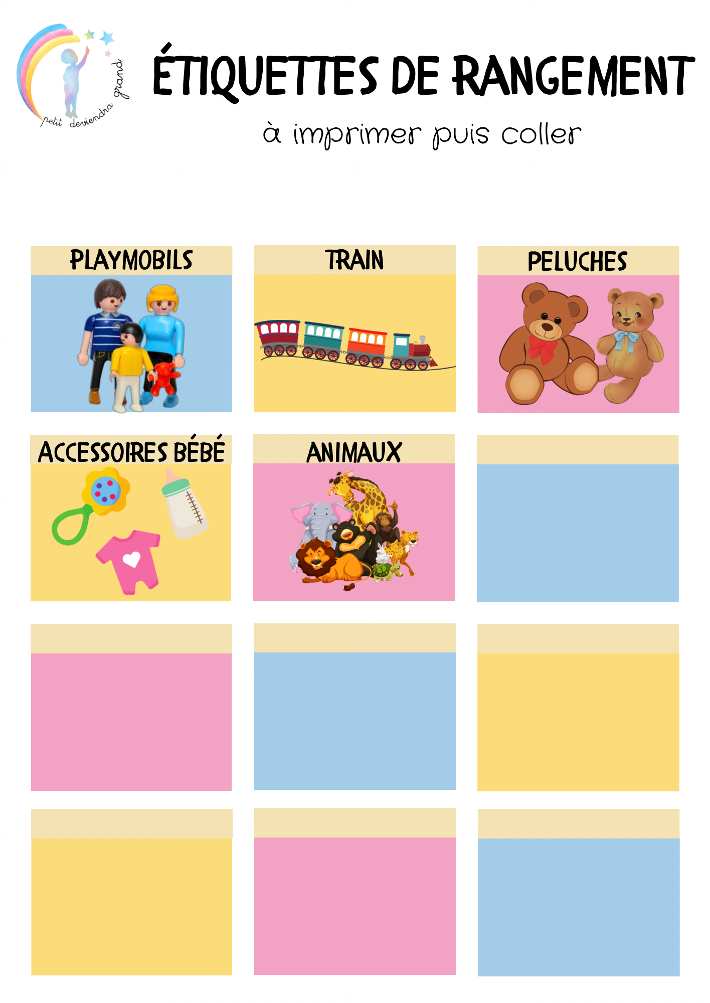 Étiquettes de rangement des jouets