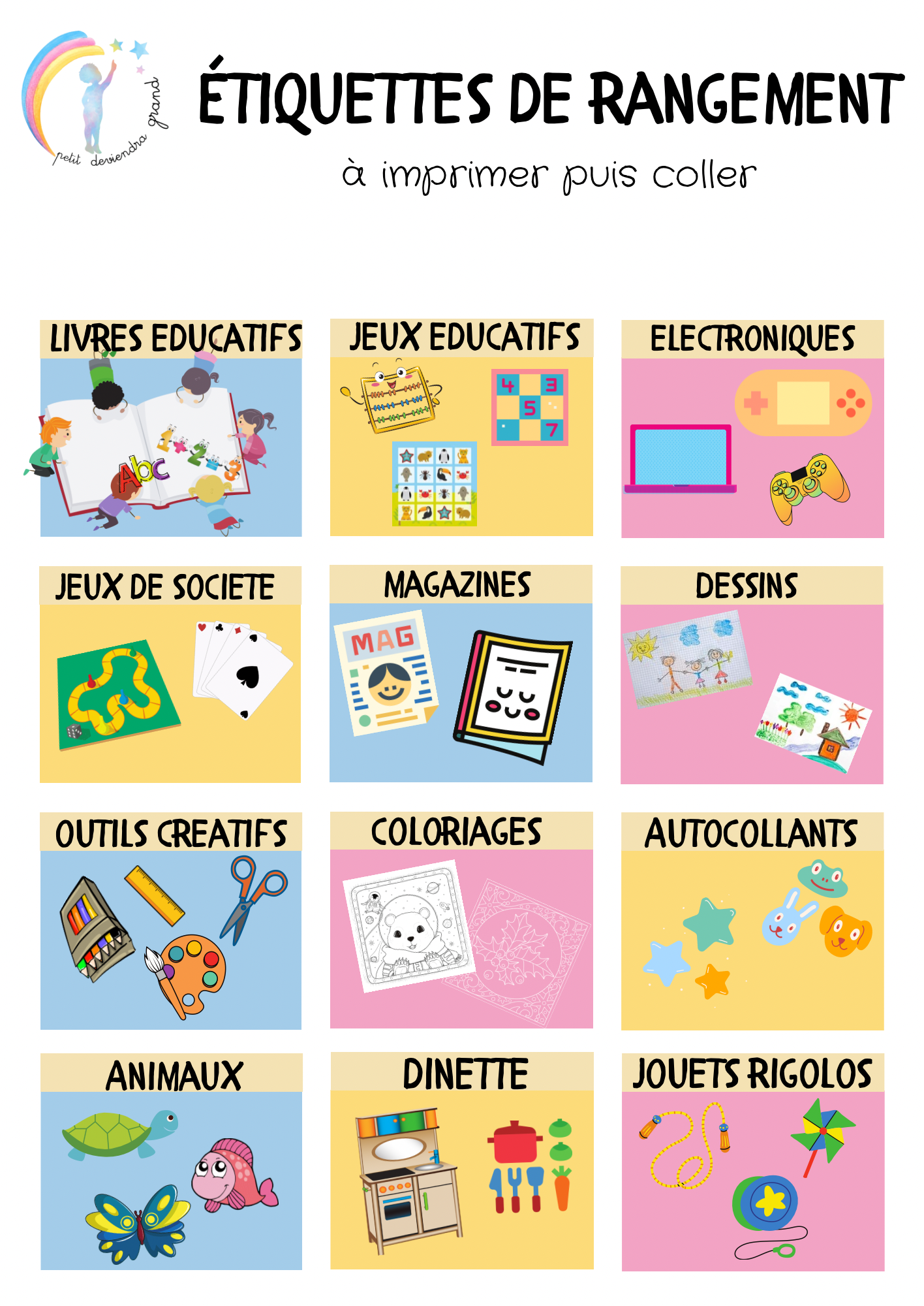 Étiquettes de rangement des jouets