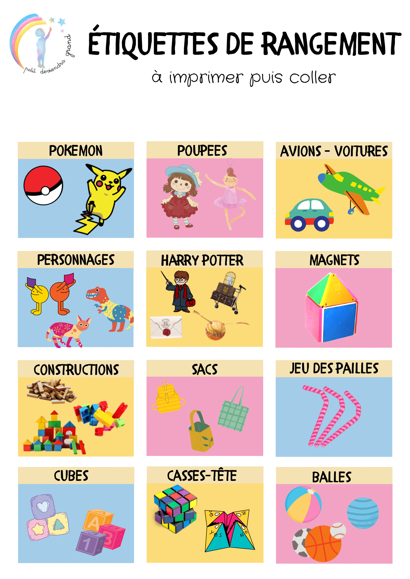 Étiquettes de rangement des jouets